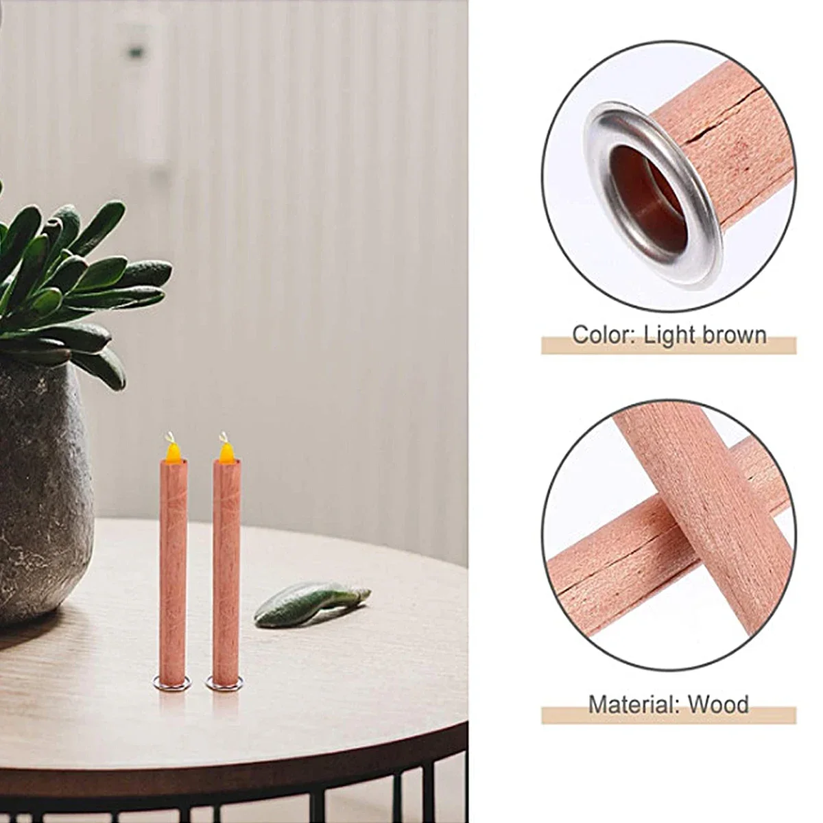 Candle Making Wicks - 10 قطع/مجموعة فتائل خشبية أنبوبية طبيعية