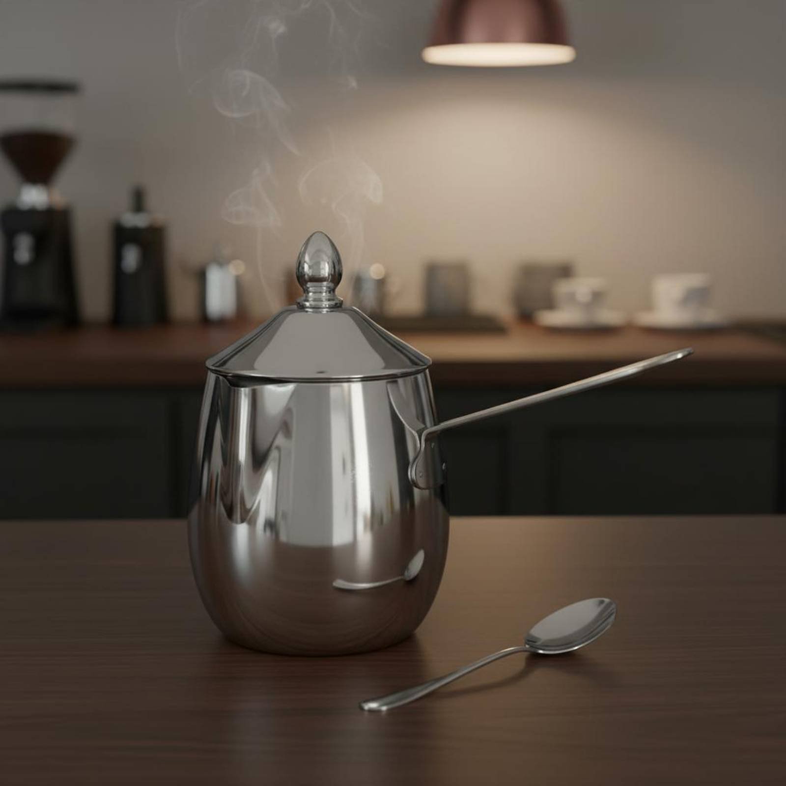 Pour Pot Aluminum - إبريق قهوة بيضاوي الشكل مع غطاء،