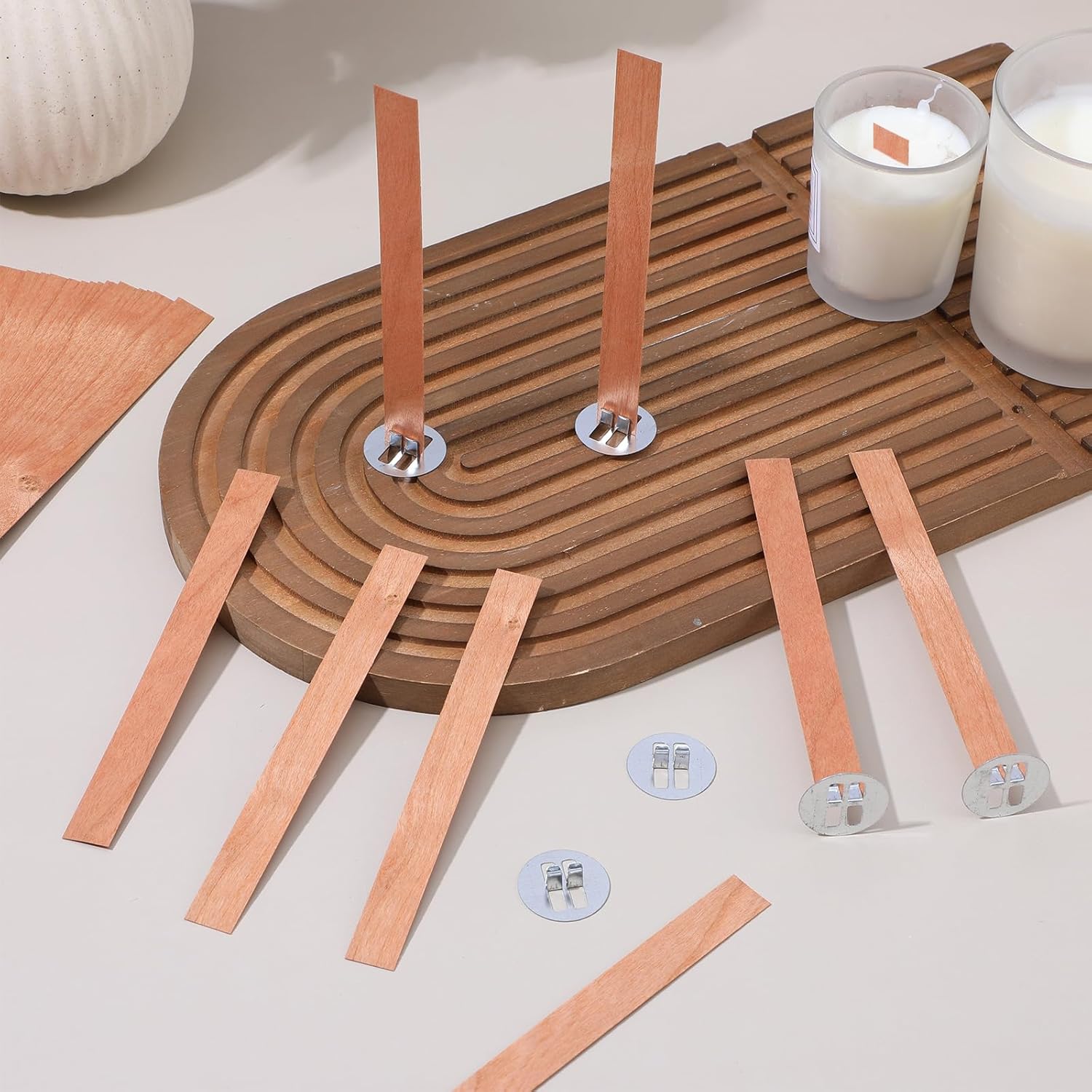 Candle Making Wicks - 60 قطعة من فتائل الخشب لصنع