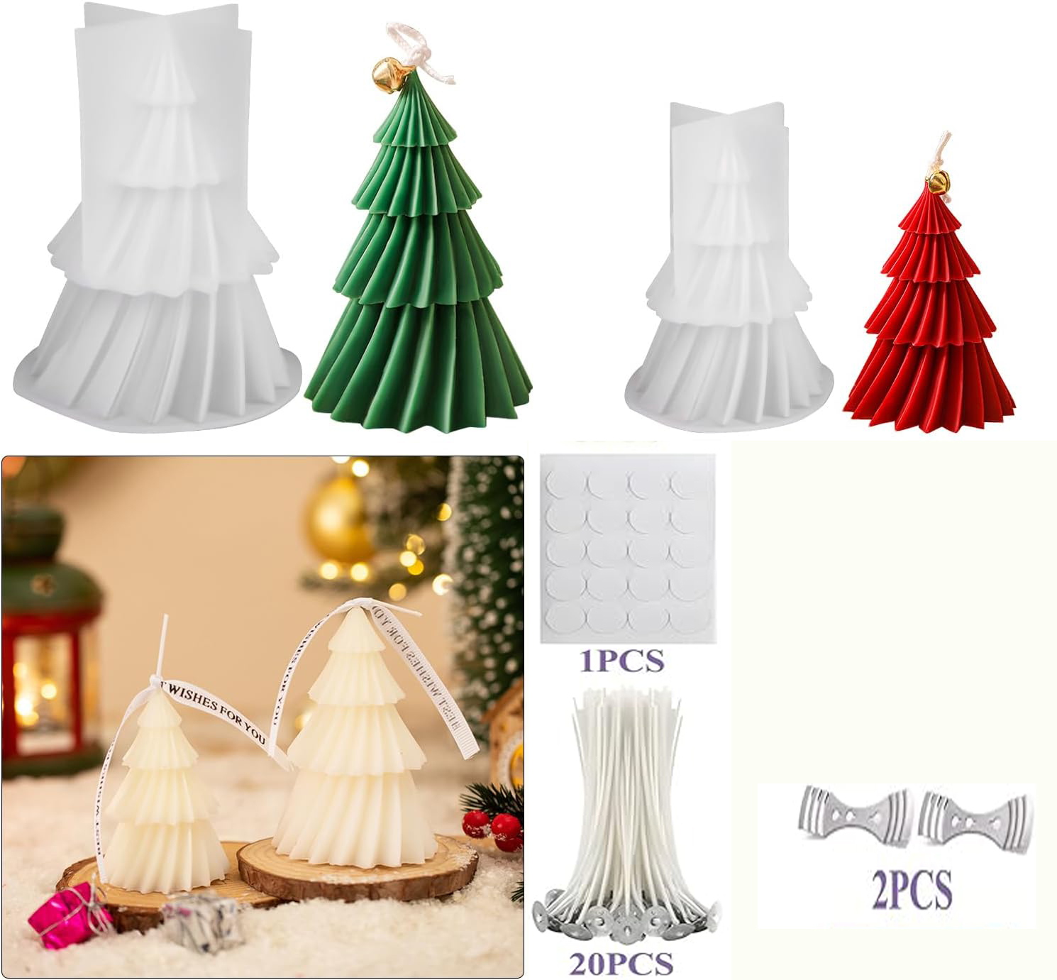 قالب شمع سيليكون على شكل شجرة  - مراجعة Candle Making Kit Xmas وسعره